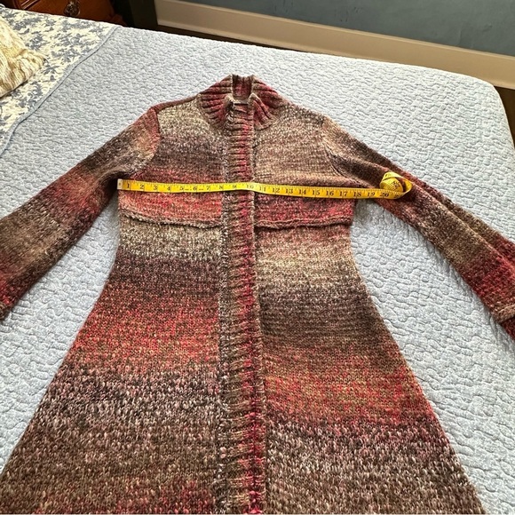 Prana Cardigan Ombre Earth Tones Longline Knit Bell Sleeves Fit & Flare Size M - Picture 9 of 12